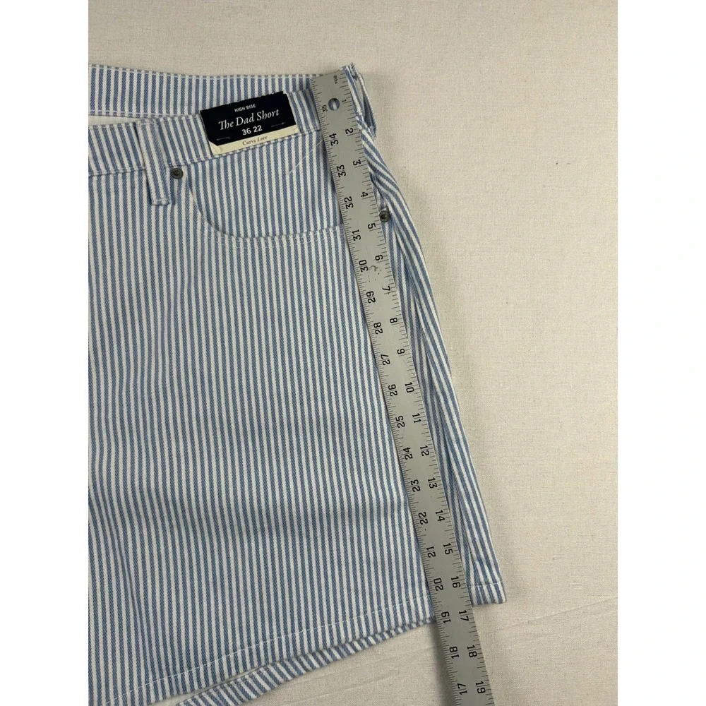 Abercrombie & Fitch Curve Love The Dad Short High Rise Blue White Stripe Size 36